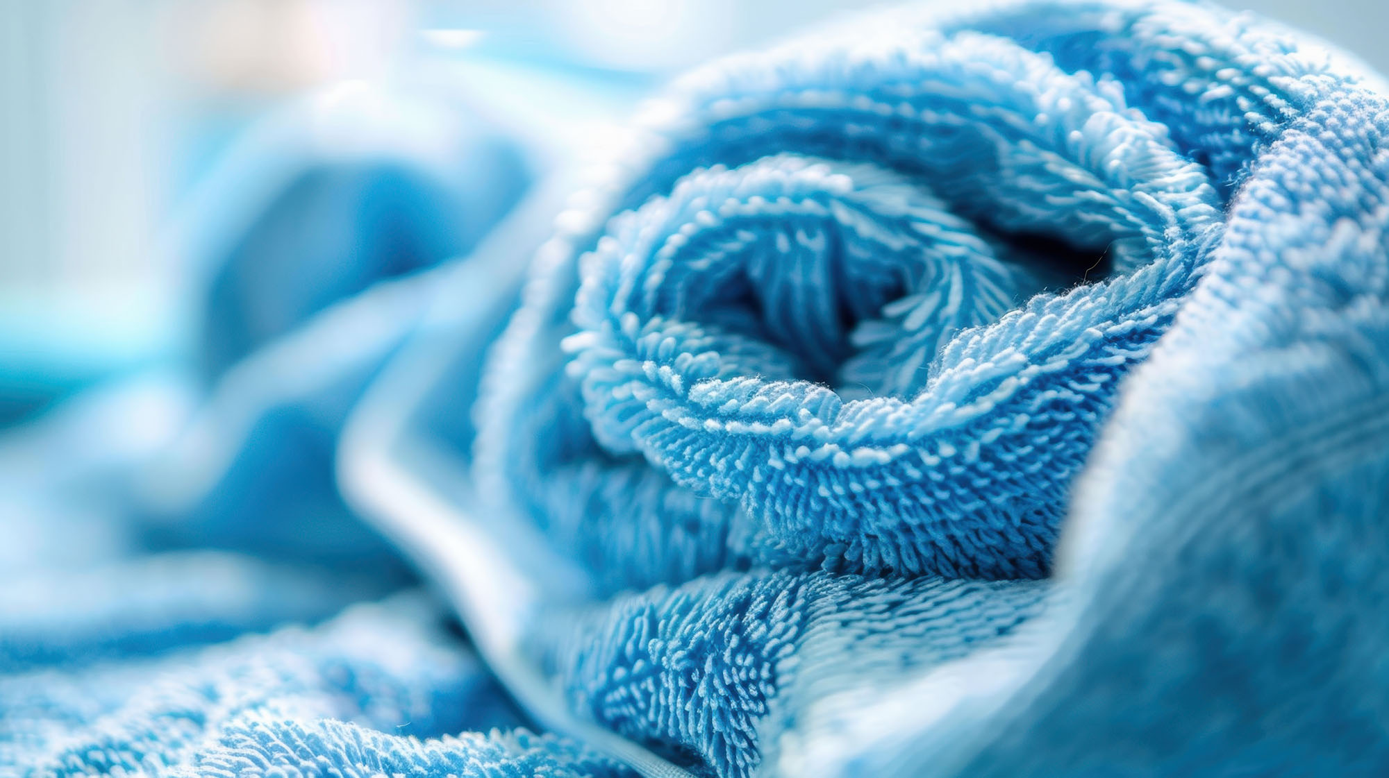 Serviette bleue roulée